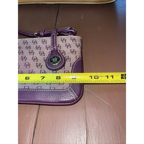 Dooney & Bourke Vtg Slim Small Red Canvas Monogram  Bag w/ Leather Trim - Picture 8 of 10